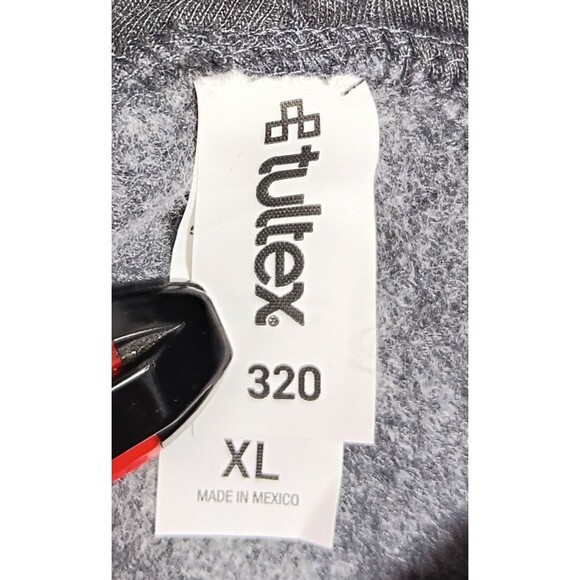 Y2K Grunge Skulls Tultex Hoodie Sweatshirt Men XL Gray Flames Grim Reaper Goth - Picture 7 of 9